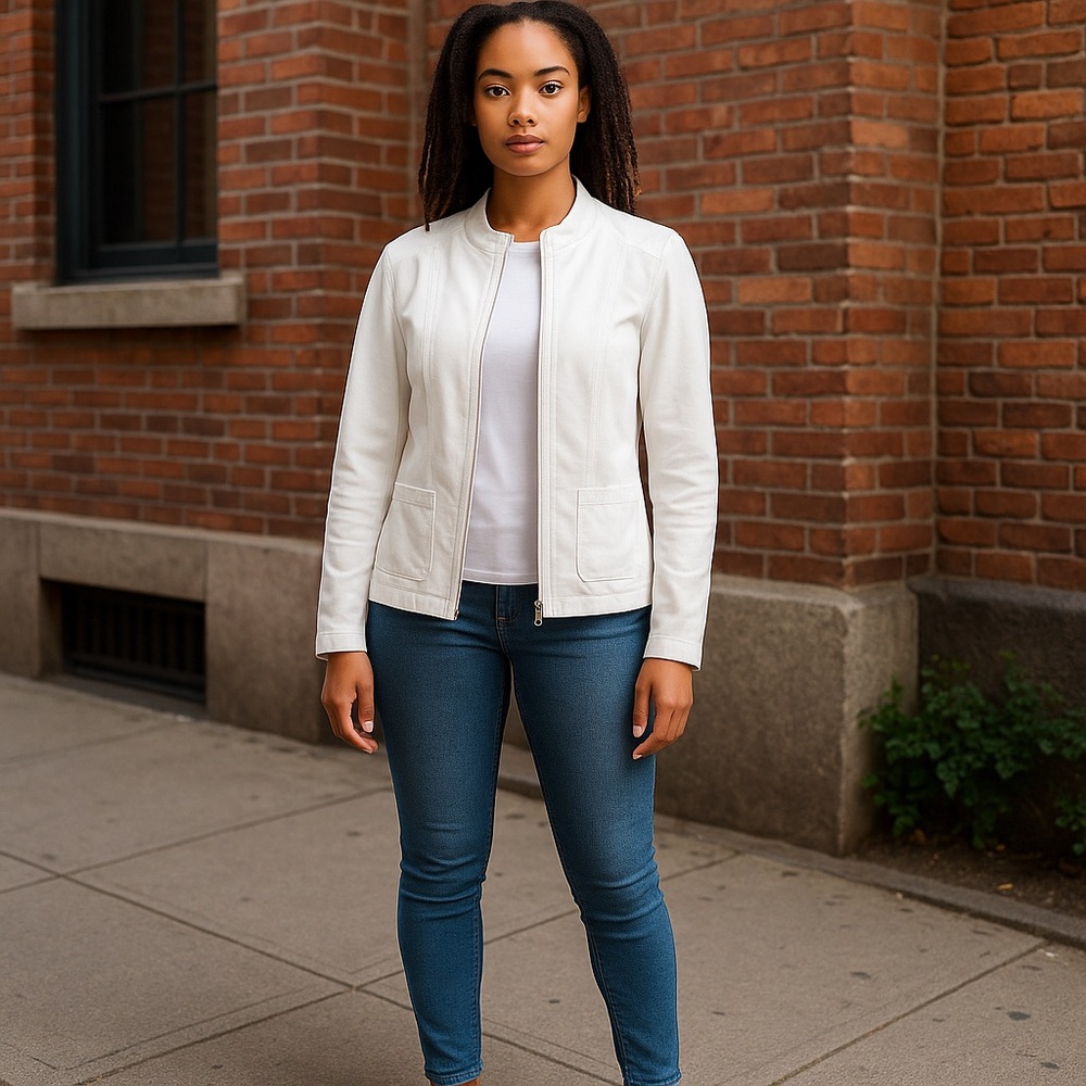 Olsen White Varsity Style Jacket